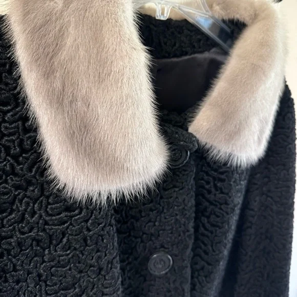 Vintage Astrakin Lepshire Black Curly Persian Lamb Wool Short Coat Mink … - Picture 8 of 16